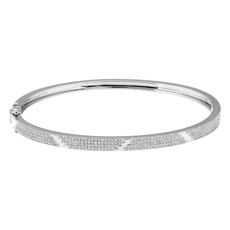 14K Yellow Gold Four Row Diamond Bangle