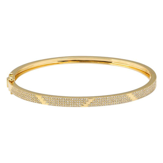 14K Yellow Gold Four Row Diamond Bangle