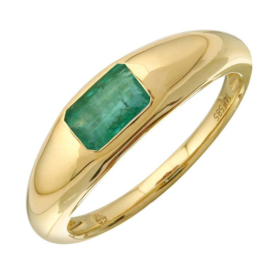 14K Yellow Gold Emerald Gypsy Ring