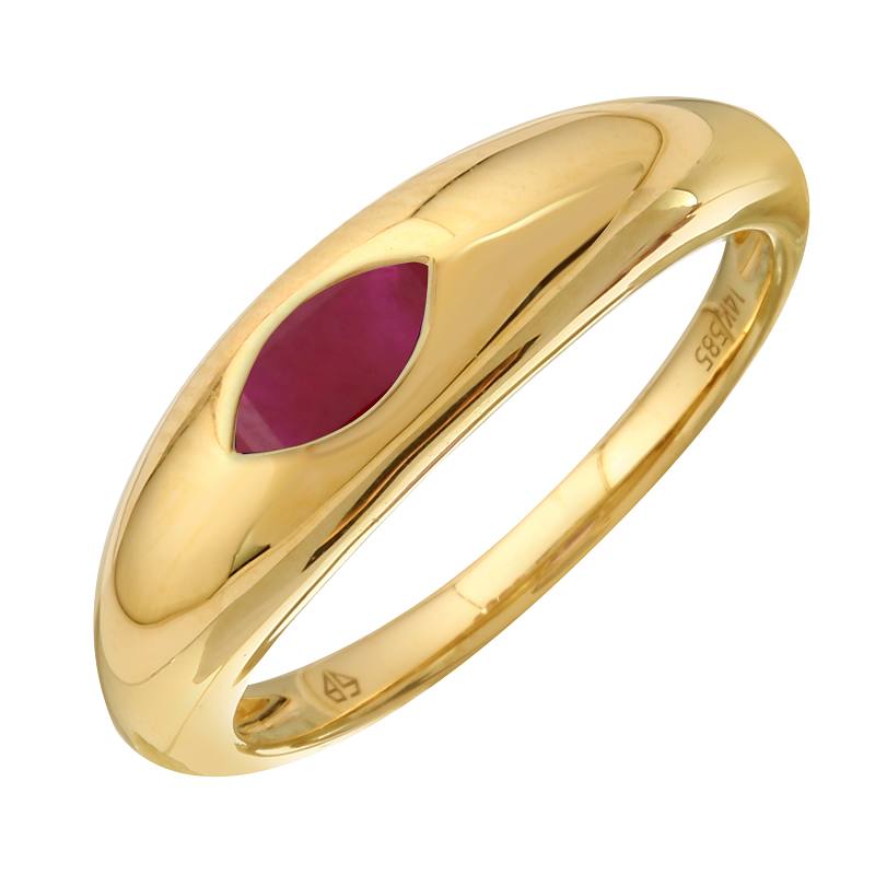 14K Yellow Gold Ruby Marquise Gypsy Ring