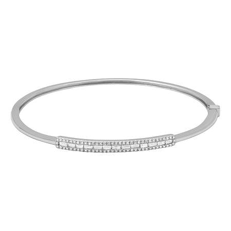 14k Diamond Baguette Bar Bangle