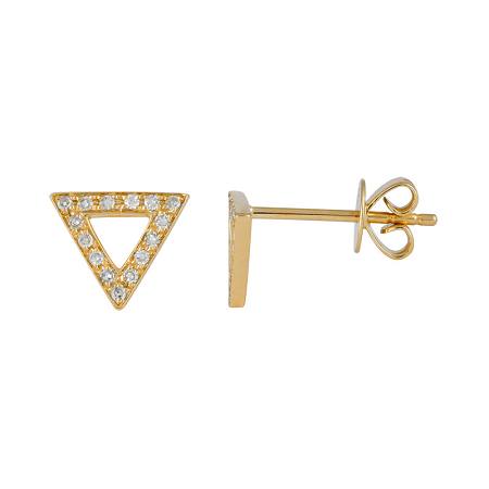 14k Yellow Gold Triangle Earrings