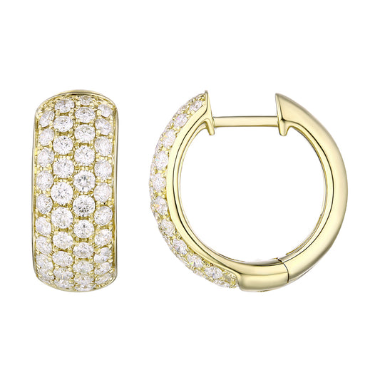 14K Yellow Gold Diamond Hoops