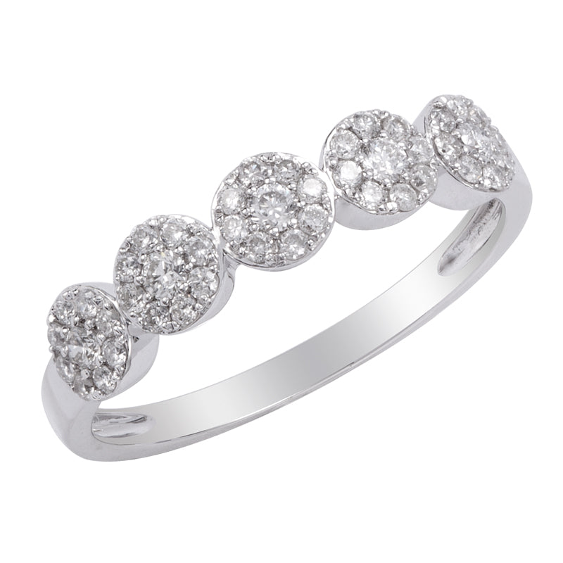 14K White Gold Diamond Round Disc Ring