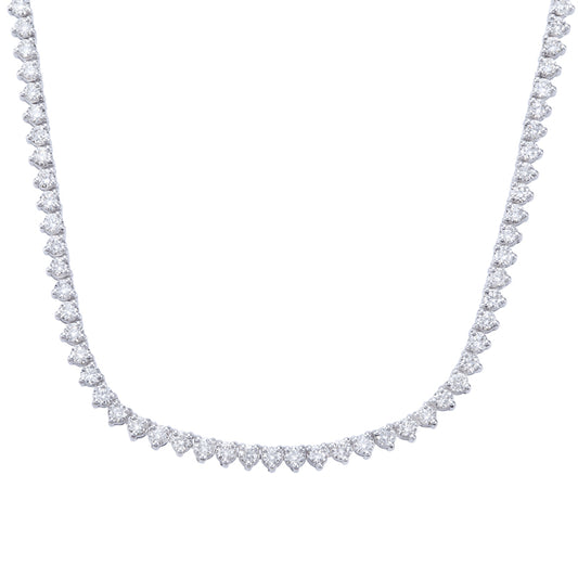 14K White Gold Round Diamond Tennis Necklace