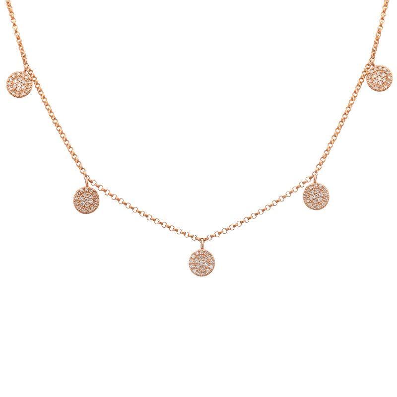 14K Yellow Gold Diamond Disc Necklace