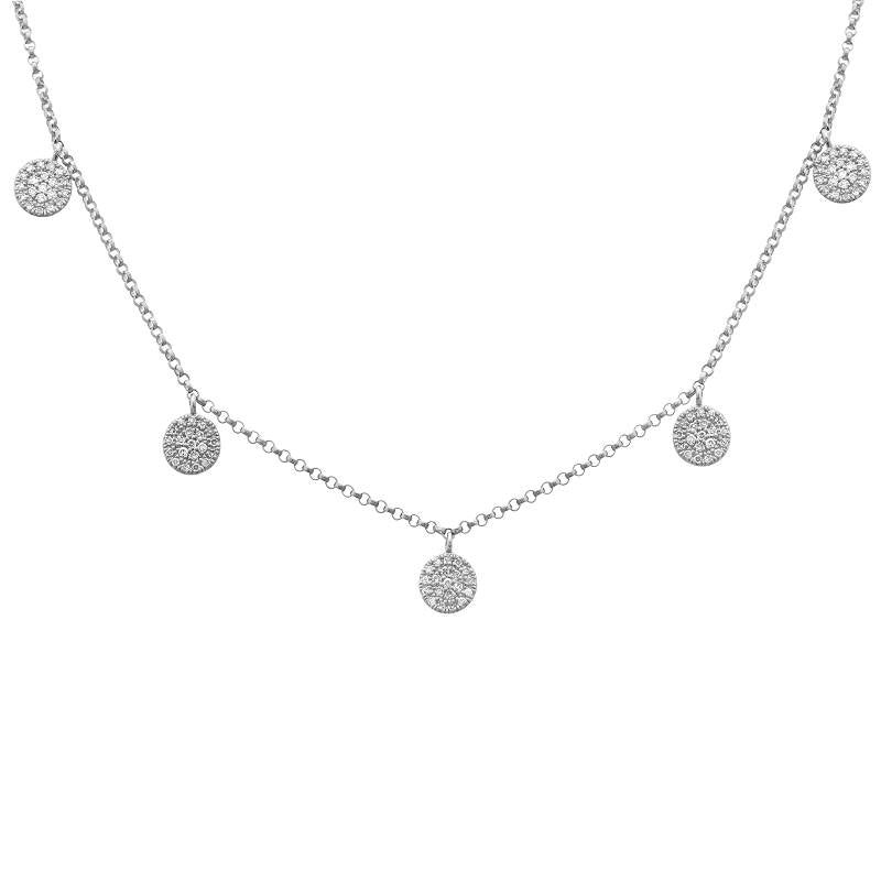 14K Yellow Gold Diamond Disc Necklace