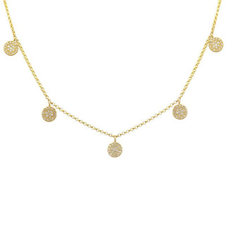 14K Yellow Gold Diamond Disc Necklace