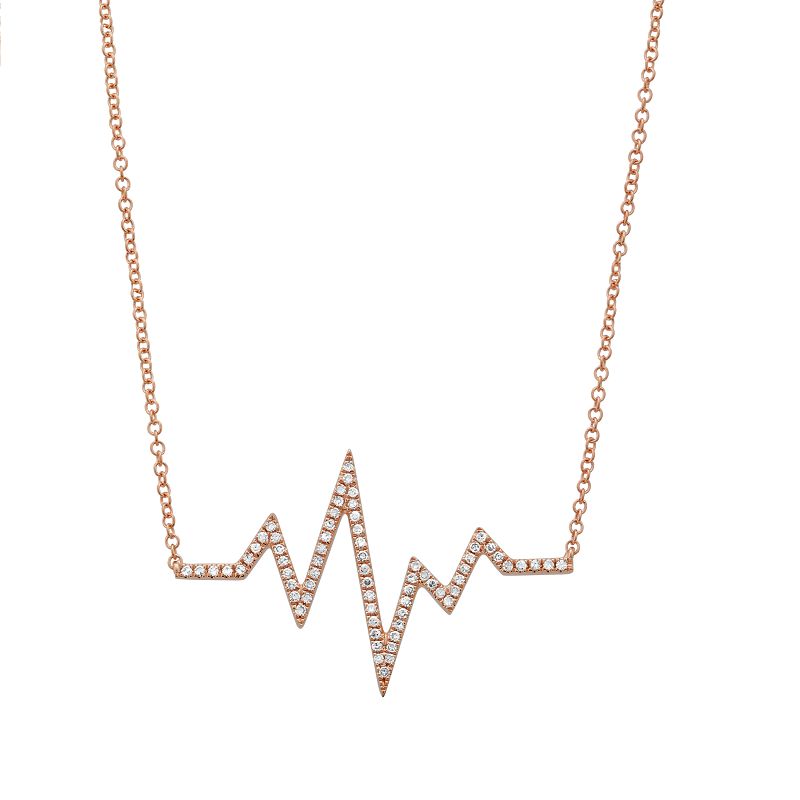 14K Yellow Gold Diamond Heart Beat Necklace