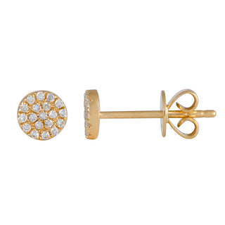 14K Yellow Gold Diamond Disc Stud Earrings