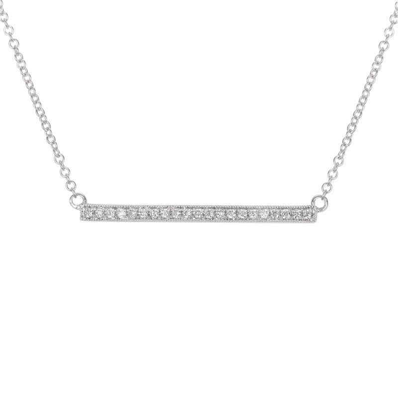 14K Yellow Gold Diamond Bar Necklace