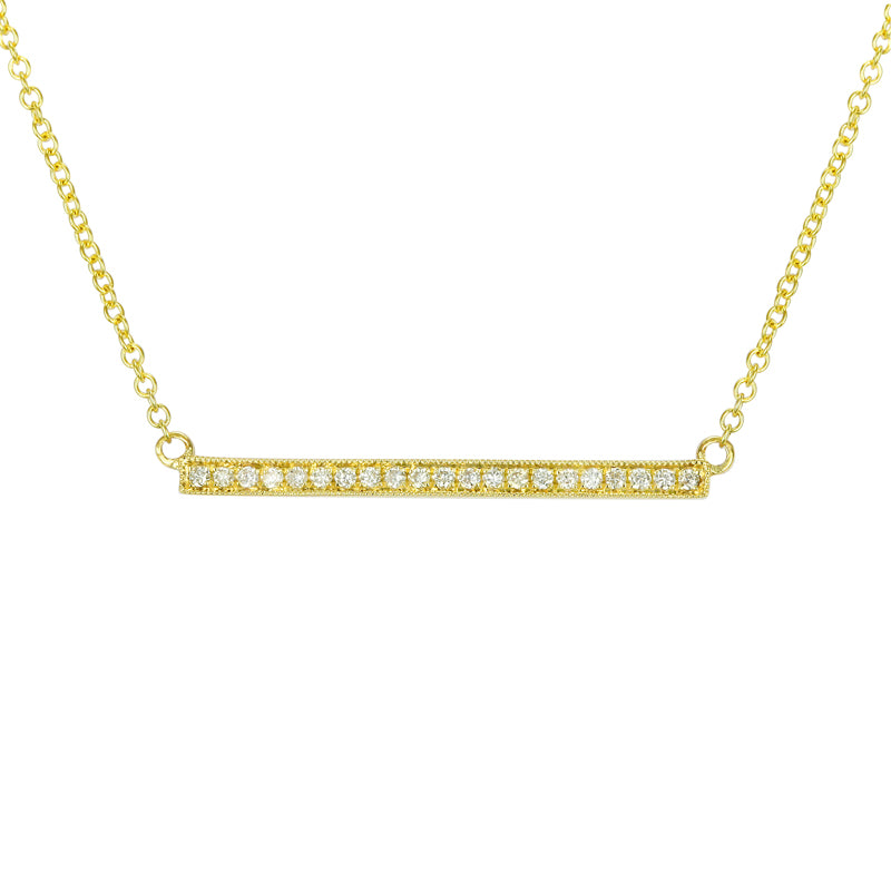 14K Yellow Gold Diamond Bar Necklace