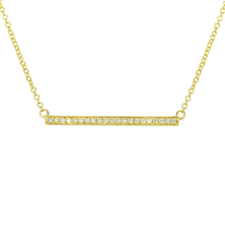 14K Yellow Gold Diamond Bar Necklace