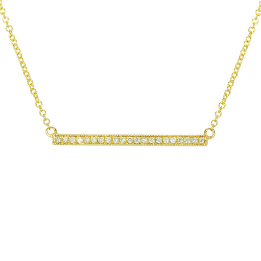 14K Yellow Gold Diamond Bar Necklace