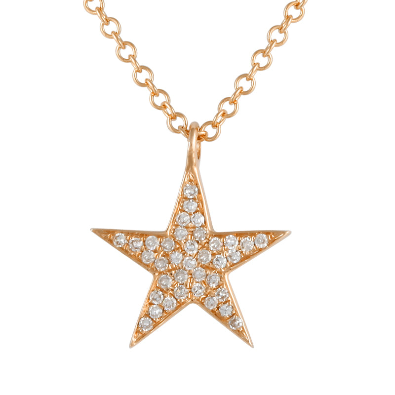 14K Yellow Gold Diamond Single Star Necklace