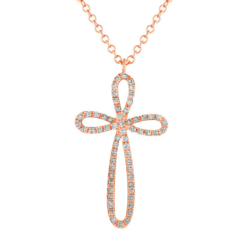 14K Yellow Gold Diamond Cross Necklace