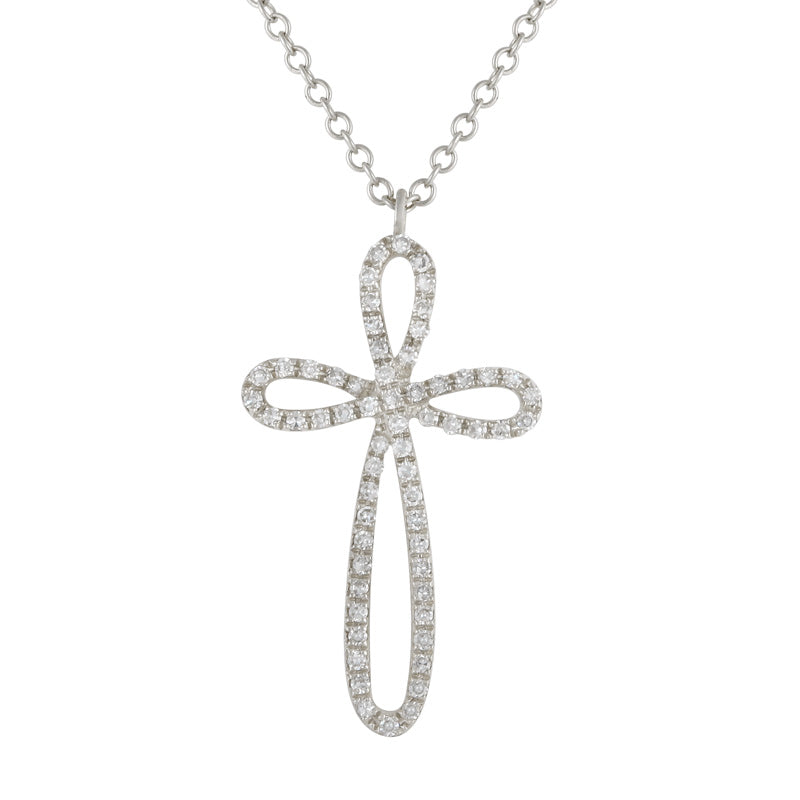 14K Yellow Gold Diamond Cross Necklace