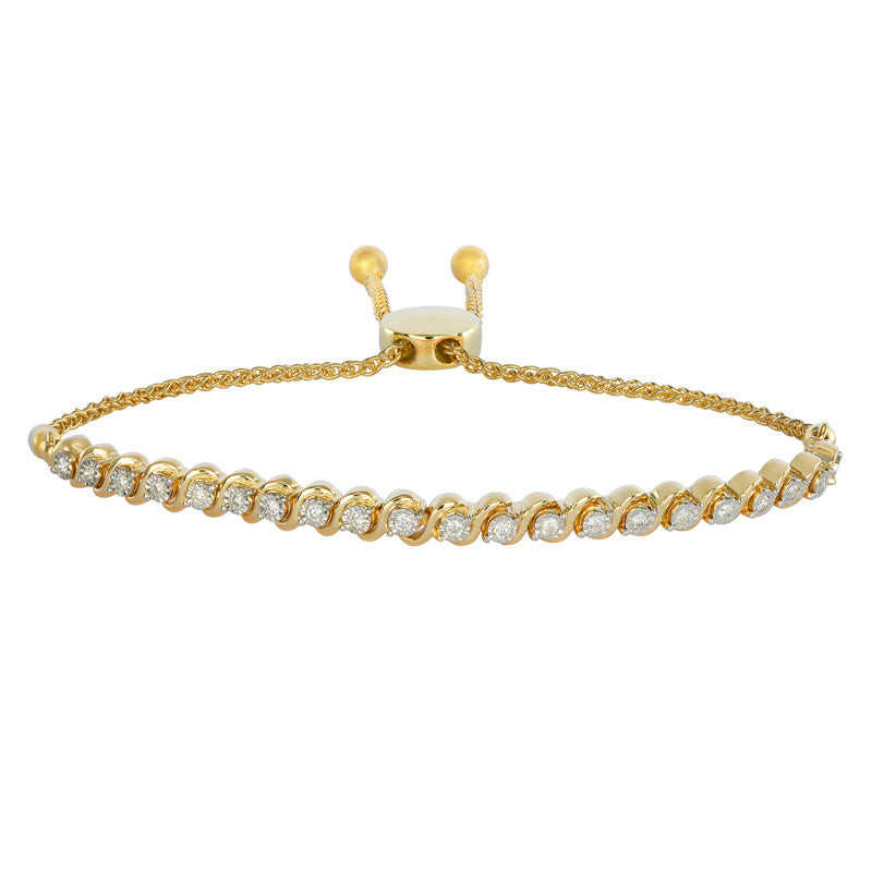 14K Yellow Gold Diamond Adjustable Bracelet