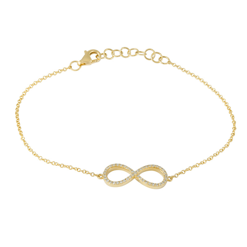 14K Yellow Gold Diamond Infinity Bracelet