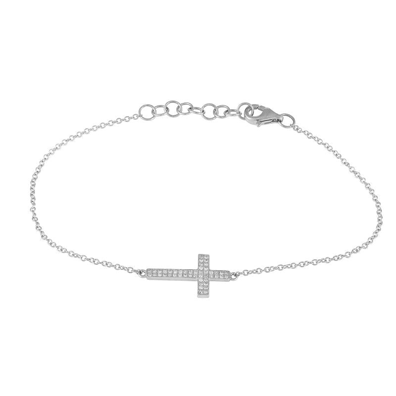 14K Yellow Gold Diamond Cross Bracelet