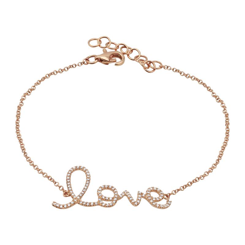 14K Yellow Gold Diamond Big Love Bracelet