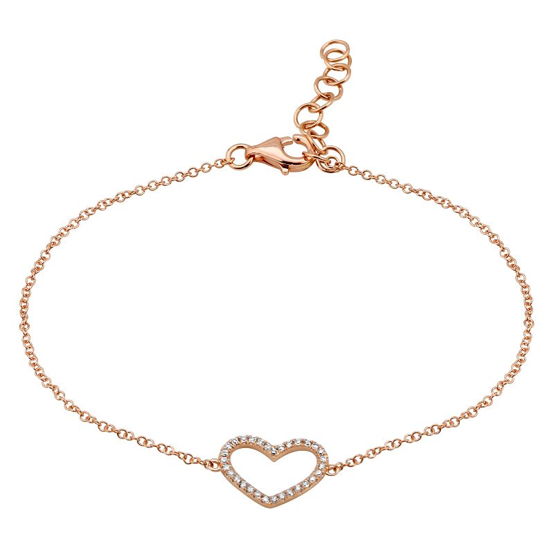 14K Yellow Gold Diamond Heart Bracelet