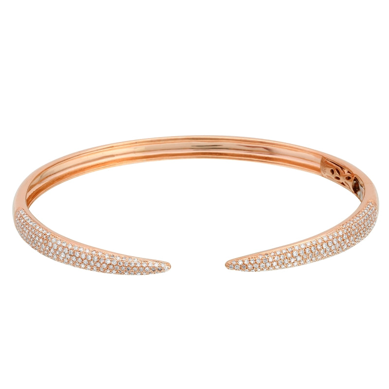 14K Yellow Gold Diamond Claw Bangle