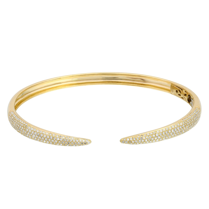 14K Yellow Gold Diamond Claw Bangle