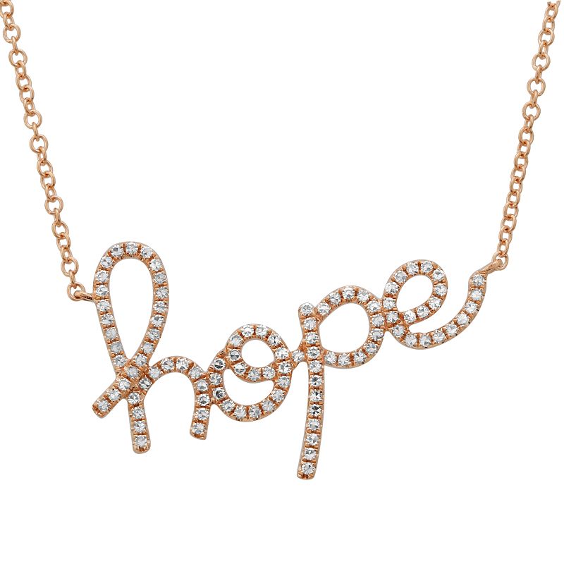 14K Yellow Gold Diamond Hope Necklace