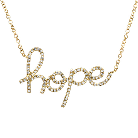 14K Yellow Gold Diamond Hope Necklace