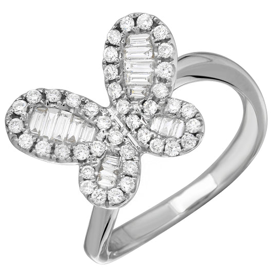 14K White Gold Diamond Butterfly Ring