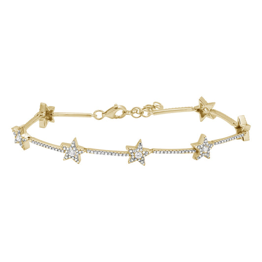 14k Yellow Gold Diamond Star Bracelet