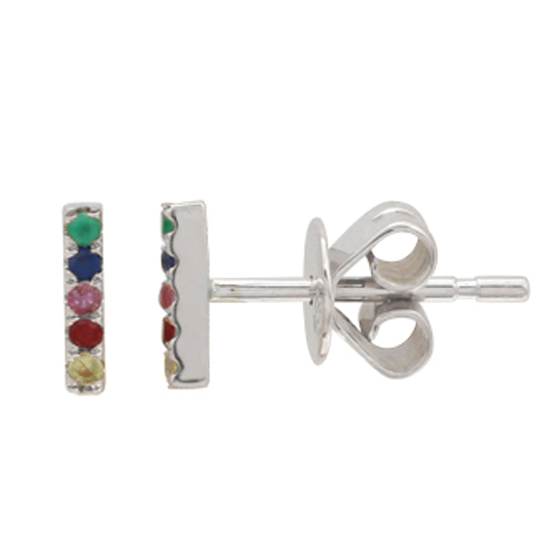 14K Yellow Gold Small rainbow bar studs