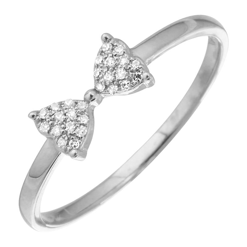 14K Yellow Gold Diamond Bow Ring