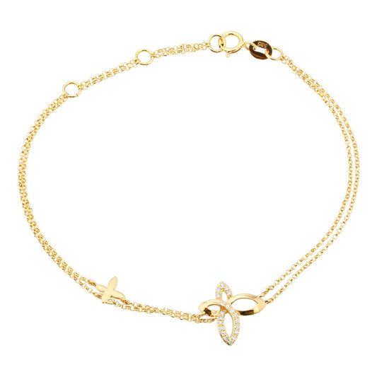 14K Yellow Gold Diamond Butterfly Bracelet