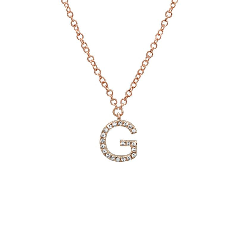 14K Yellow Gold Diamond G initial Necklace