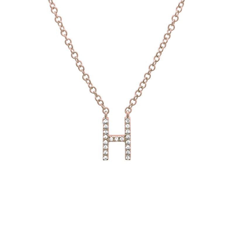 14K Yellow Gold Diamond H initial Necklace