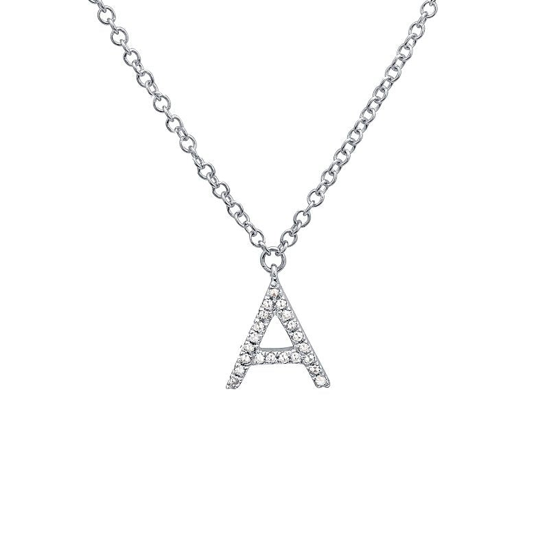 14K Yellow Gold Diamond A initial necklace