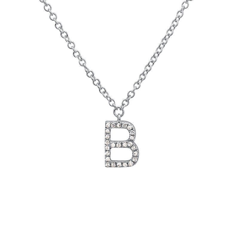 14K Yellow Gold Diamond B initial Necklace