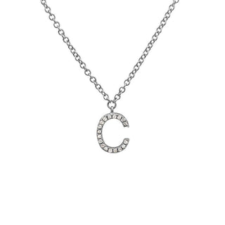14K Yellow Gold Diamond C initial Necklace