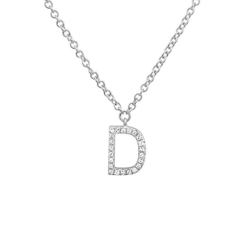 14K Yellow Gold Diamond D initial Necklace