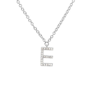 14K Yellow Gold Diamond E initial Necklace