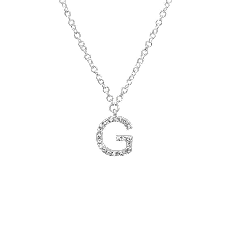 14K Yellow Gold Diamond G initial Necklace