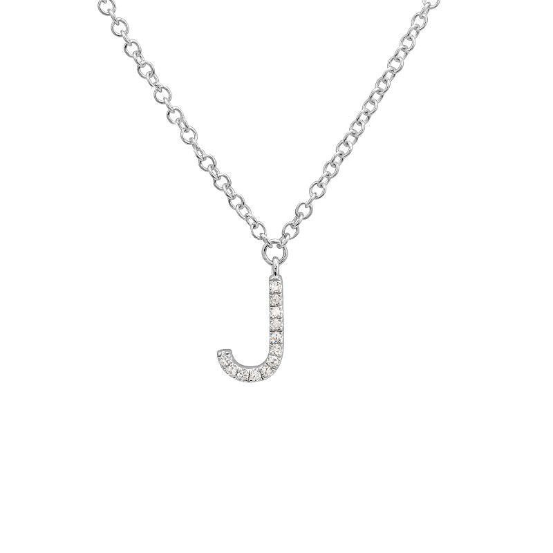 14K Yellow Gold Diamond J initial Necklace