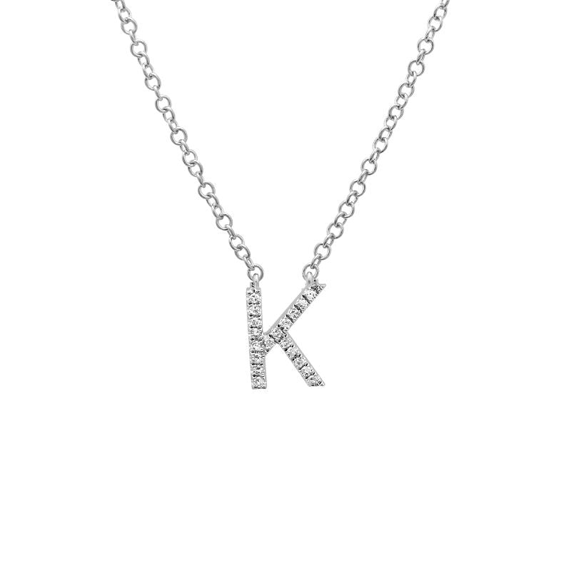 14K Yellow Gold Diamond K initial Necklace