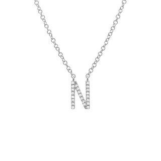 14K Yellow Gold Diamond N initial Necklace