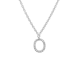 14K Yellow Gold Diamond O initial Necklace