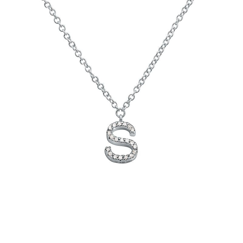 14K Yellow Gold Diamond S initial Necklace