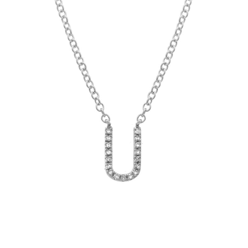 14K Yellow Gold Diamond U initial Necklace