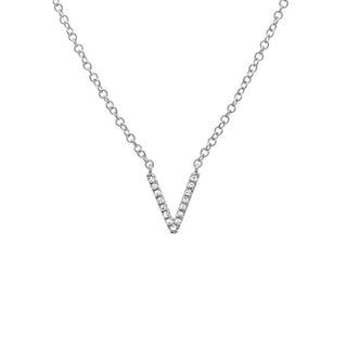 14K Yellow Gold Diamond V initial Necklace
